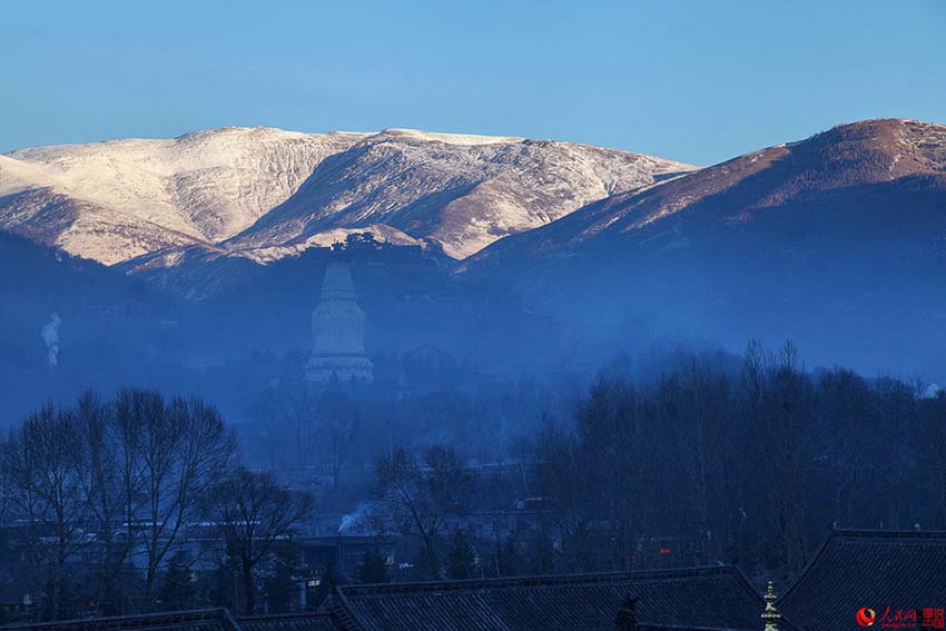 Paisagem de inverno na Montanha Wutai