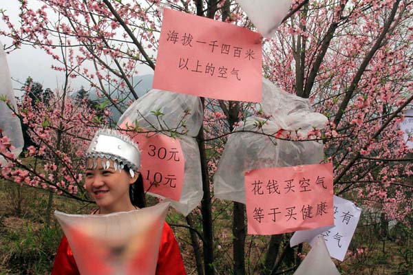 Aldeões vendem ar fresco aos residentes urbanos em Guangdong