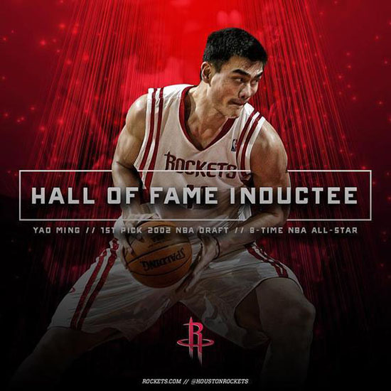 Ex-pivô dos Houston Rockets Yao Ming é eleito para o Hall da Fama de Basquetebol