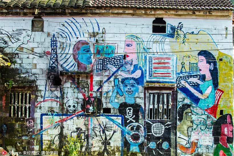 Arte em grafite promove turismo em aldeia de Zhejiang