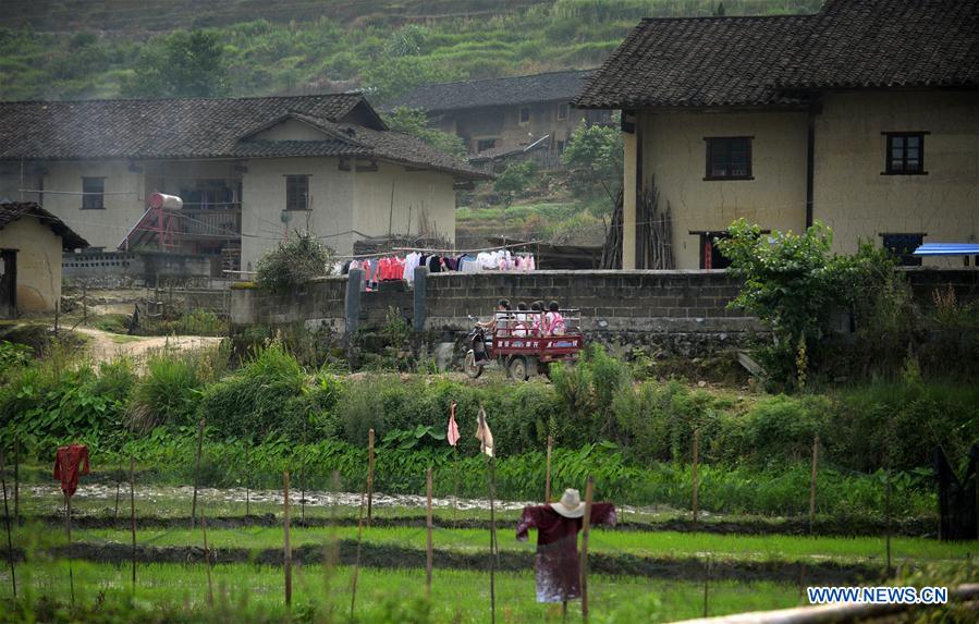 Meninas quádruplas celebram o Dia das Crianças em Jiangxi