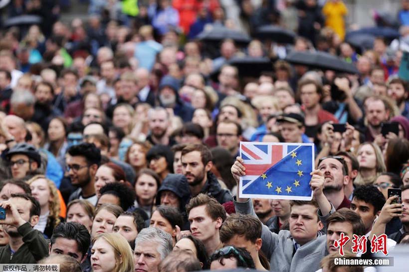 Manifestantes em Londres rejeitam o Brexit