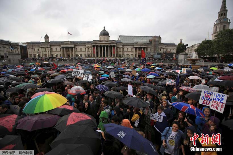 Manifestantes em Londres rejeitam o Brexit