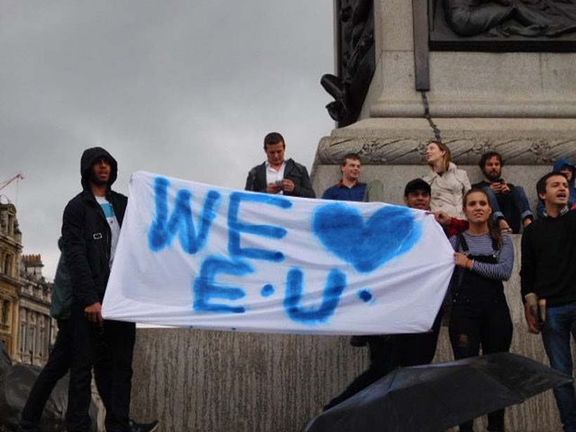 Manifestantes em Londres rejeitam o Brexit