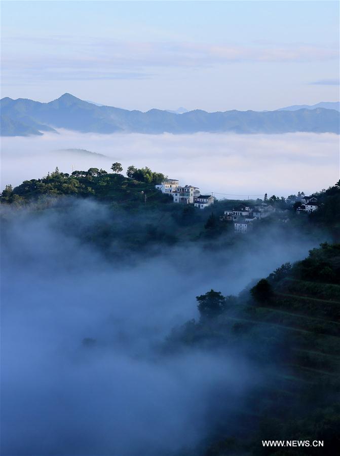 Paisagem da cidade de Huangshan no leste da China