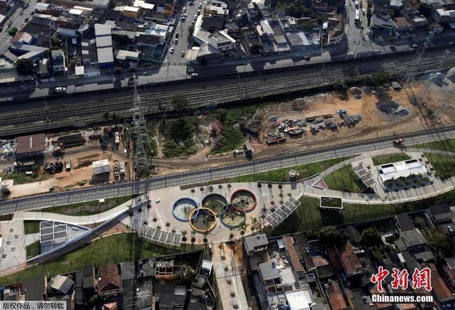 Panorama aérea das instalações olímpicas do Rio2016