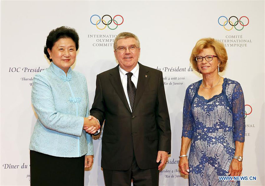 Vice-primeira-ministra chinesa reúne-se com presidente do COI durante banquete de boas-vindas no Rio