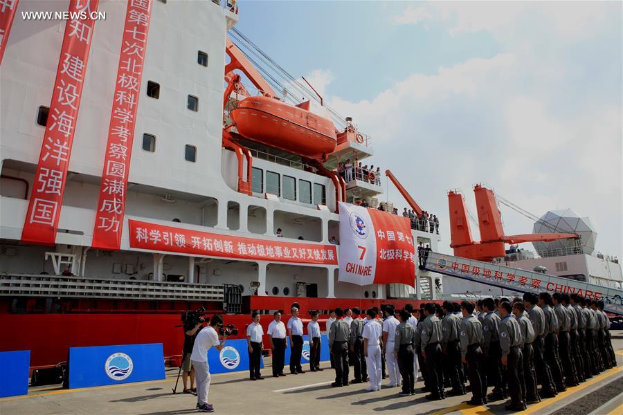 Equipe enviada para expedição ao ártico da China regressa a Shanghai