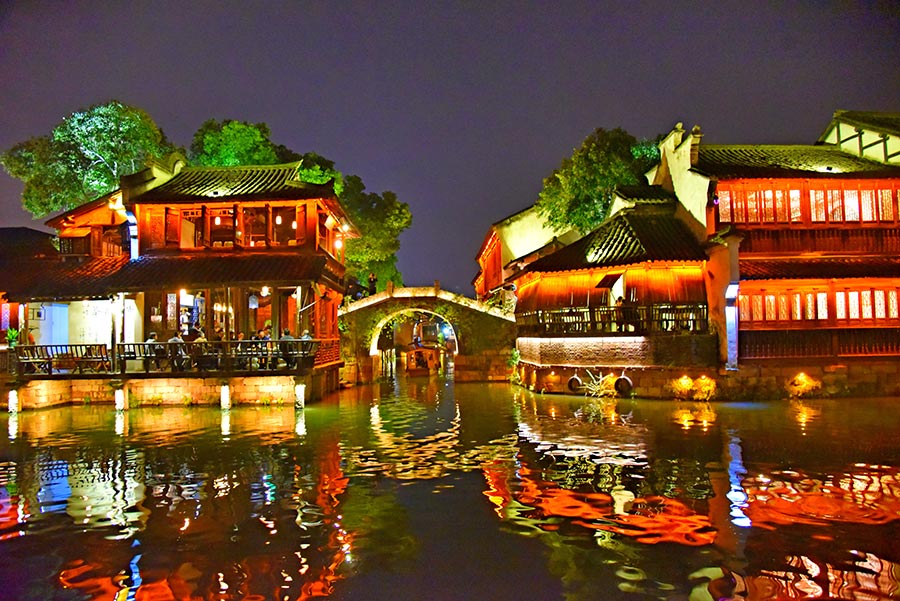 Paisagem noturna de Wuzhen