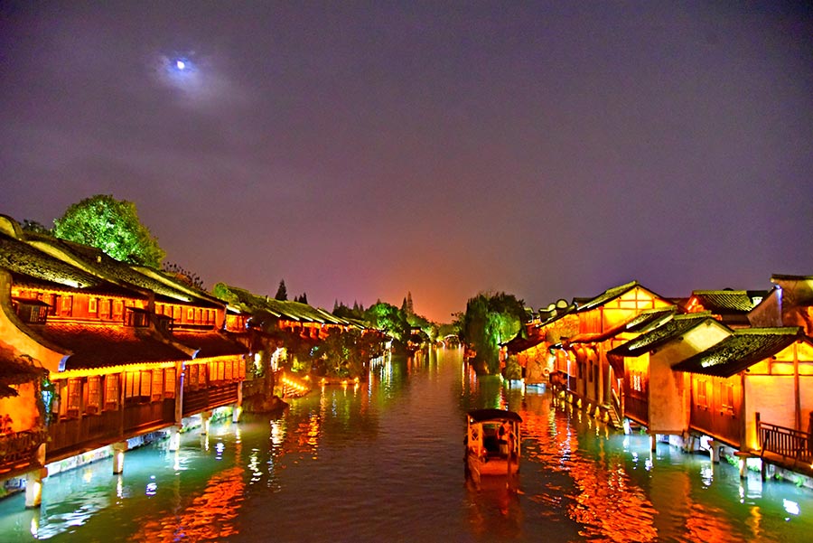 Paisagem noturna de Wuzhen