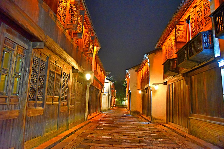 Paisagem noturna de Wuzhen