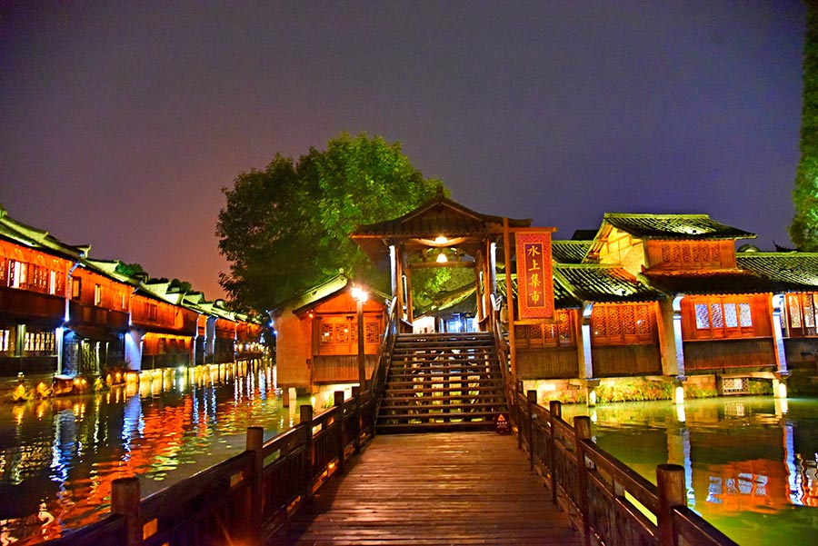 Paisagem noturna de Wuzhen