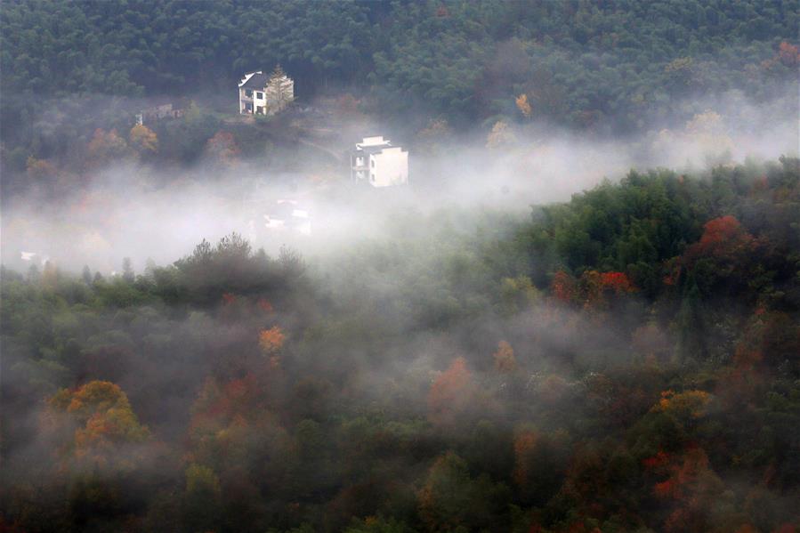 Cenário da vila de Tachuan em Huangshan no leste da China