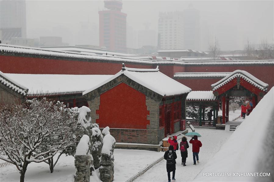 Paisagem nevada do Palácio Imperial de Shenyang