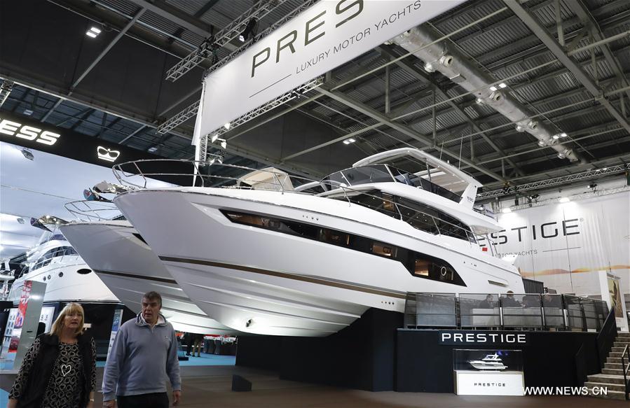 Exposição de Barcos de Londres é realizada no Centro de Convenções de Londres, Reino Unido