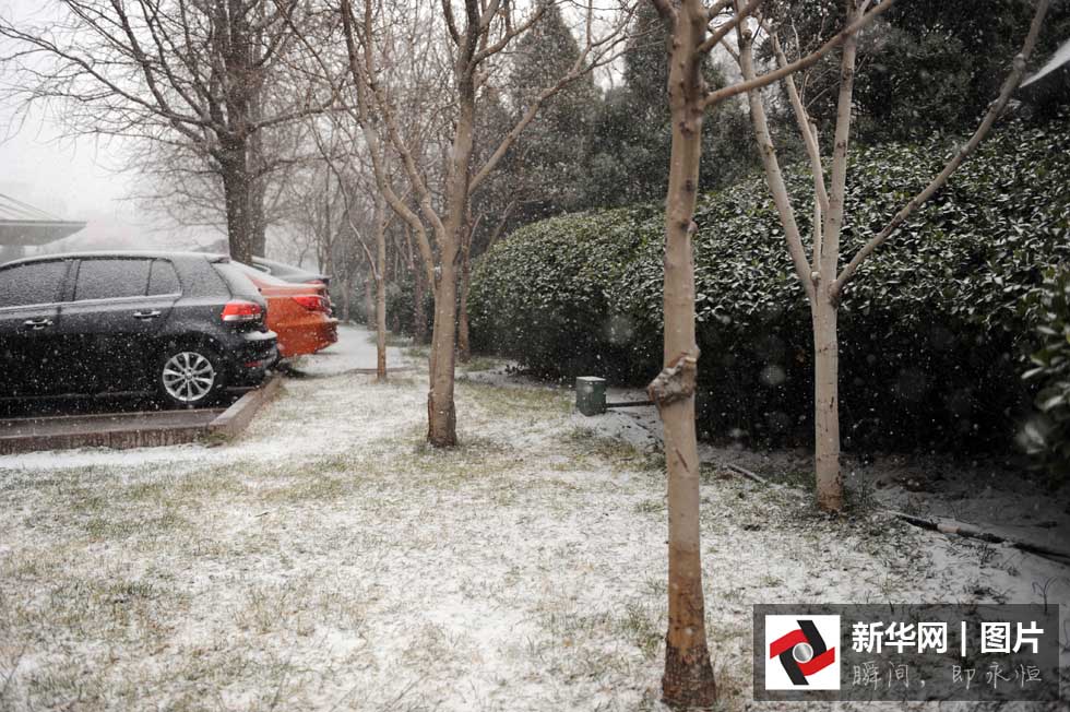 Beijing pintada de branco na primeira queda de neve da primavera