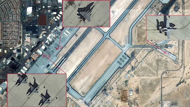 Satélite chinês revela fotos da Base da Força Aérea Nellis dos EUA