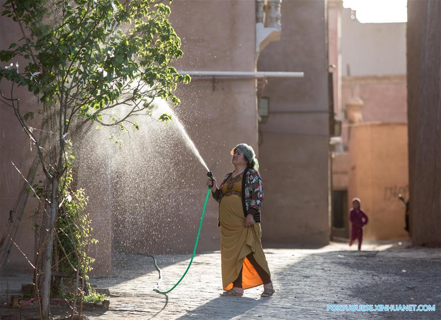 Vida cotidiana em Kashgar no noroeste da China