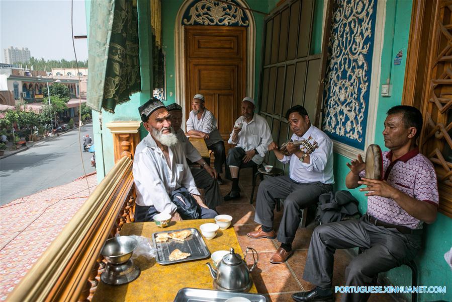 Vida cotidiana em Kashgar no noroeste da China