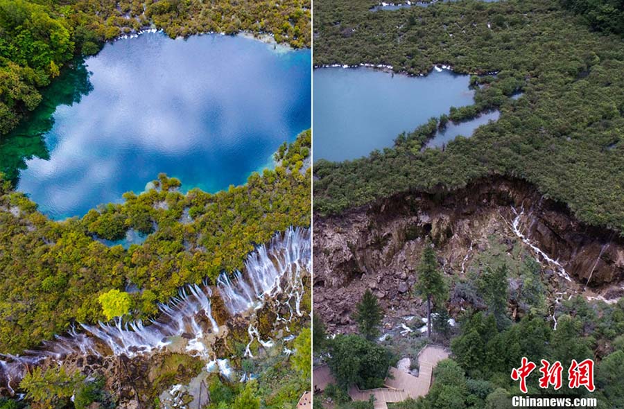 Galeria: O antes e o depois do terremoto que atingiu Jiuzhaigou