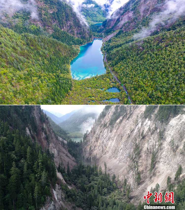 Galeria: O antes e o depois do terremoto que atingiu Jiuzhaigou