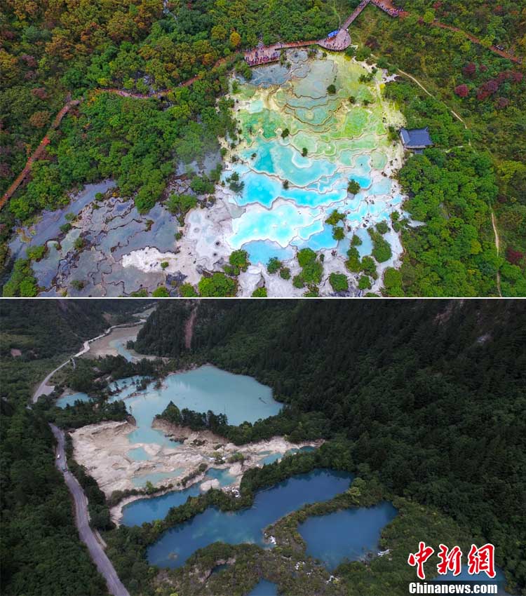 Galeria: O antes e o depois do terremoto que atingiu Jiuzhaigou