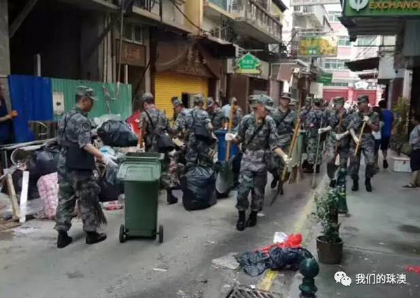 Tufão Hato: Soldados da Guarnição do ELP em Macau são mobilizados para operações de limpeza