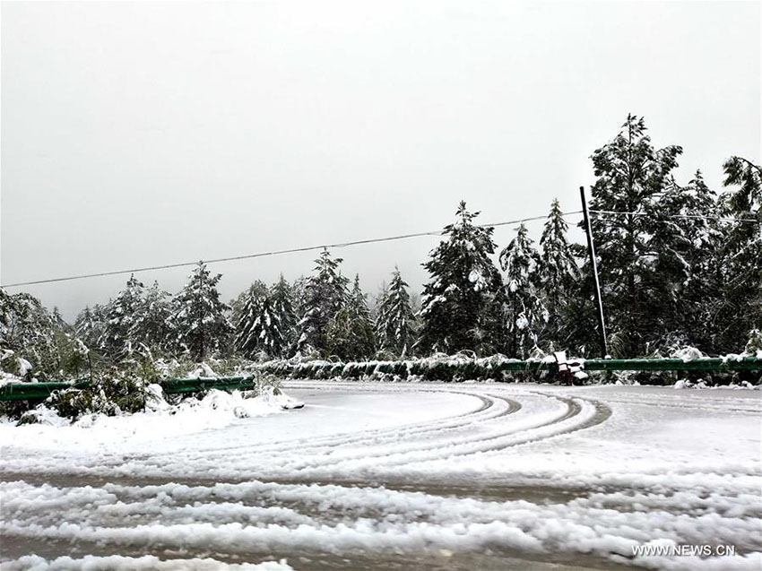 Aldeia no extremo norte da China recebe primeira queda de neve outonal