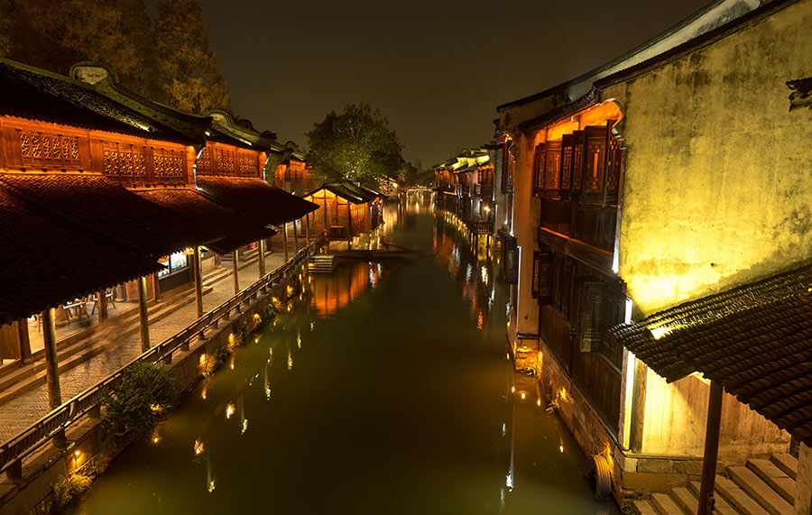 Panorama noturno de Wuzhen