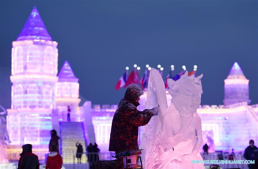 Galeria: 2º dia da 32ª Competição Internacional de Esculturas de Gelo de Harbin