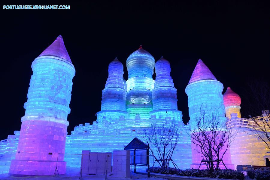 Wanda Icy Wonderland atrai visitantes em Harbin