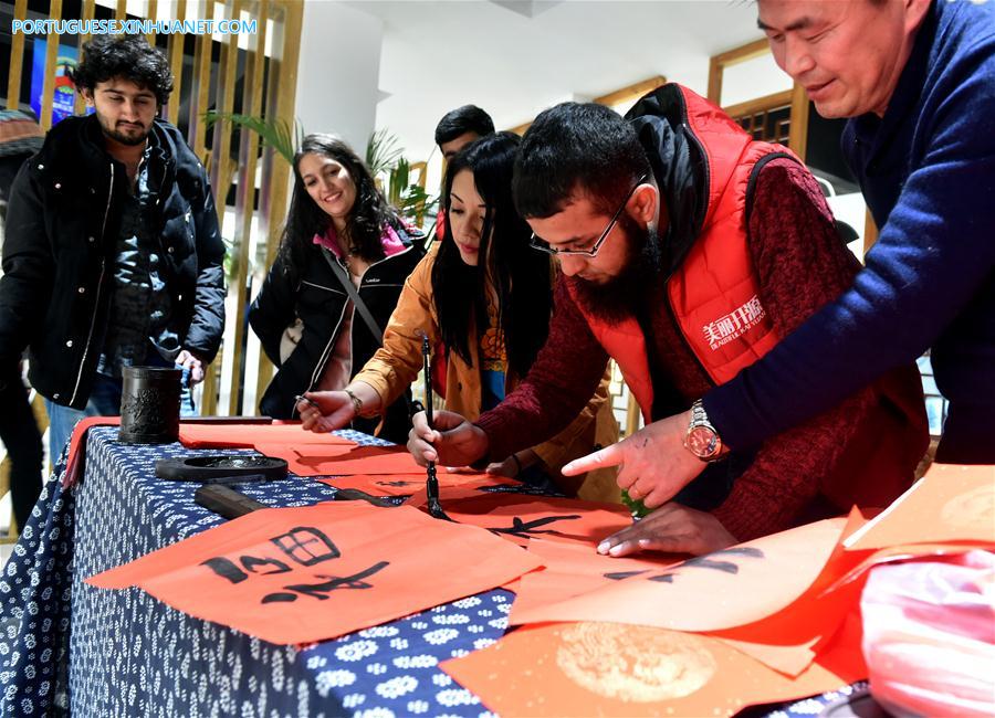 Estudantes estrangeiros vivenciam cultura popular chinesa durante Festival da Primavera em Henan