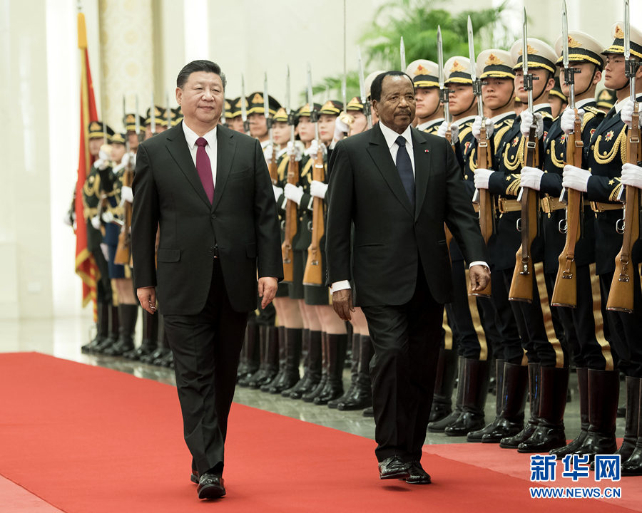 Xi Jinping conversa com presidente camaronês