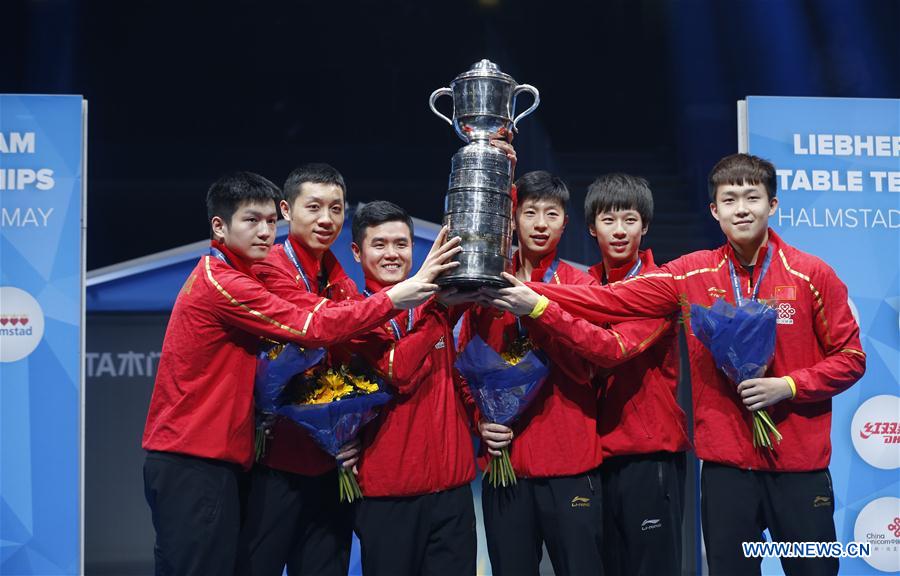 Equipa masculina chinesa arrecada 9º título consecutivo nos mundiais de ténis de mesa