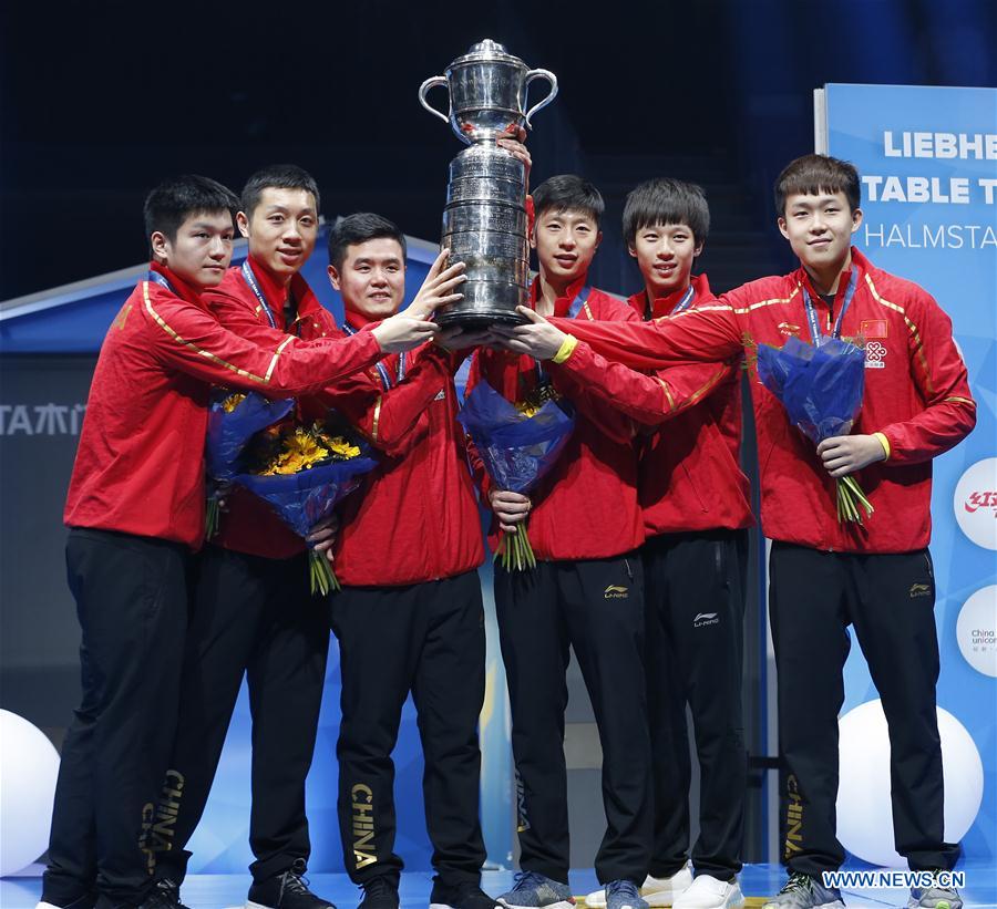 Equipa masculina chinesa arrecada 9º título consecutivo nos mundiais de ténis de mesa