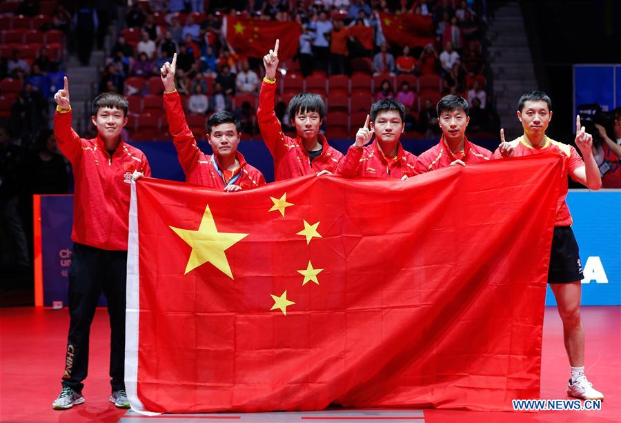 Equipa masculina chinesa arrecada 9º título consecutivo nos mundiais de ténis de mesa