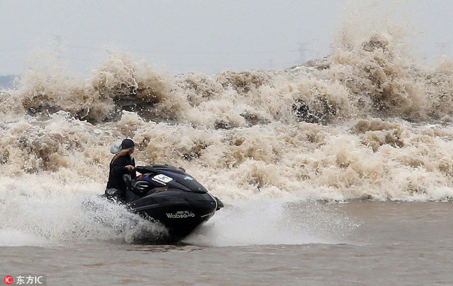 Galeria: Centenas de surfistas participam em competição no rio Qiantang