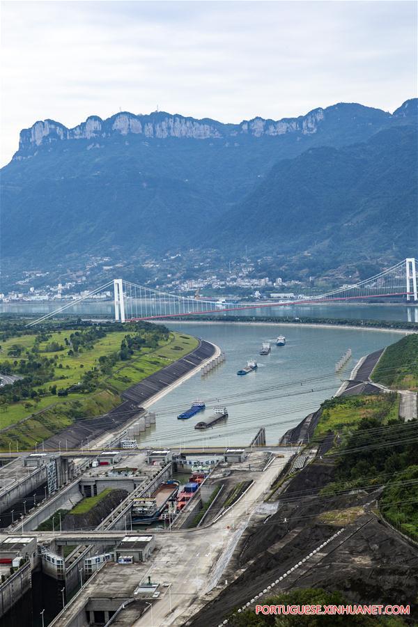 Aumento no tráfego nas eclusas na barragem das Três Gargantas em 2018