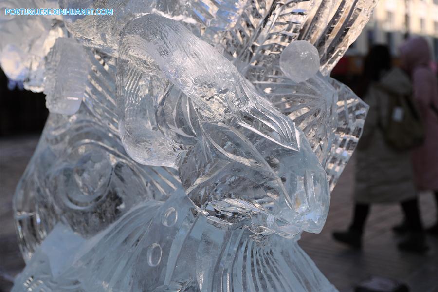 Destaques da competição nacional universitária de escultura em gelo em Harbin