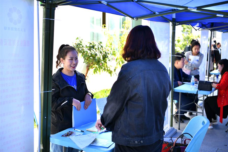 Realizada feira de empregos para graduados universitários no Tibet, sudoeste da China