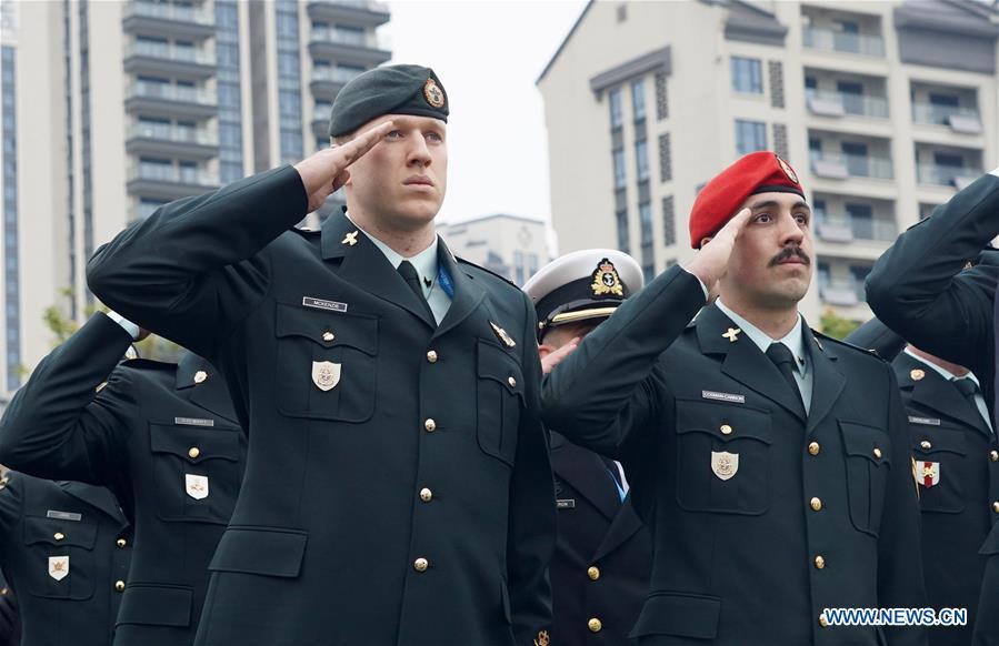 Cerimônia de hasteamento da bandeira realizada na vila de atletas dos 7º Jogos Mundiais Militares