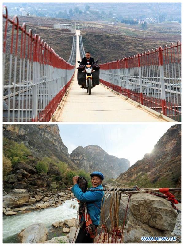 Governo local substitui teleférico por ponte sobre rio Niulan