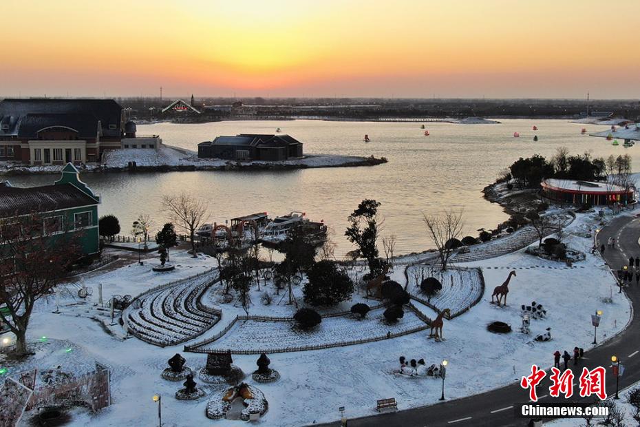 Jiangsu: visão aérea após queda de neve em Yancheng