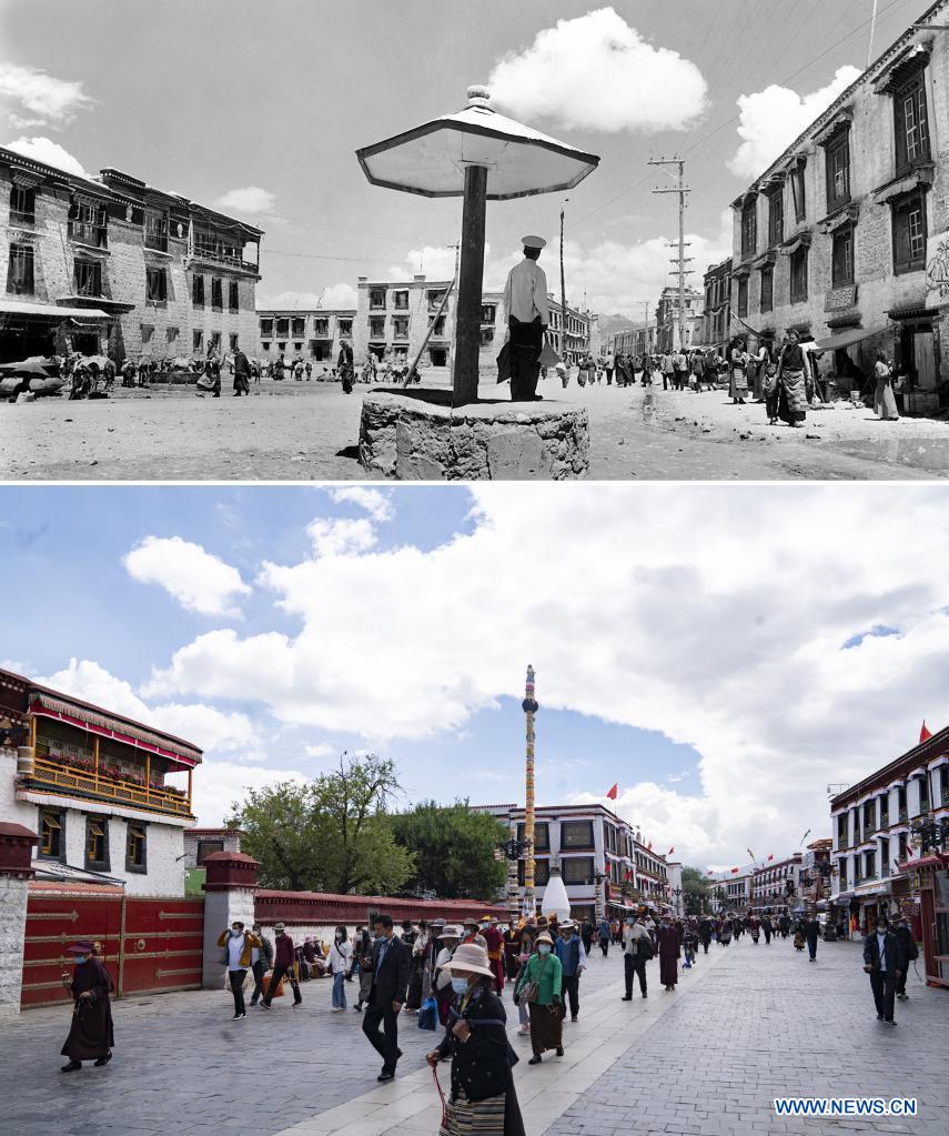 Gráfico comparativo: desenvolvimento do Tibete em 70 anos 