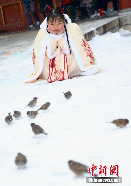 Cidadãos visitam Cidade Proibida na neve