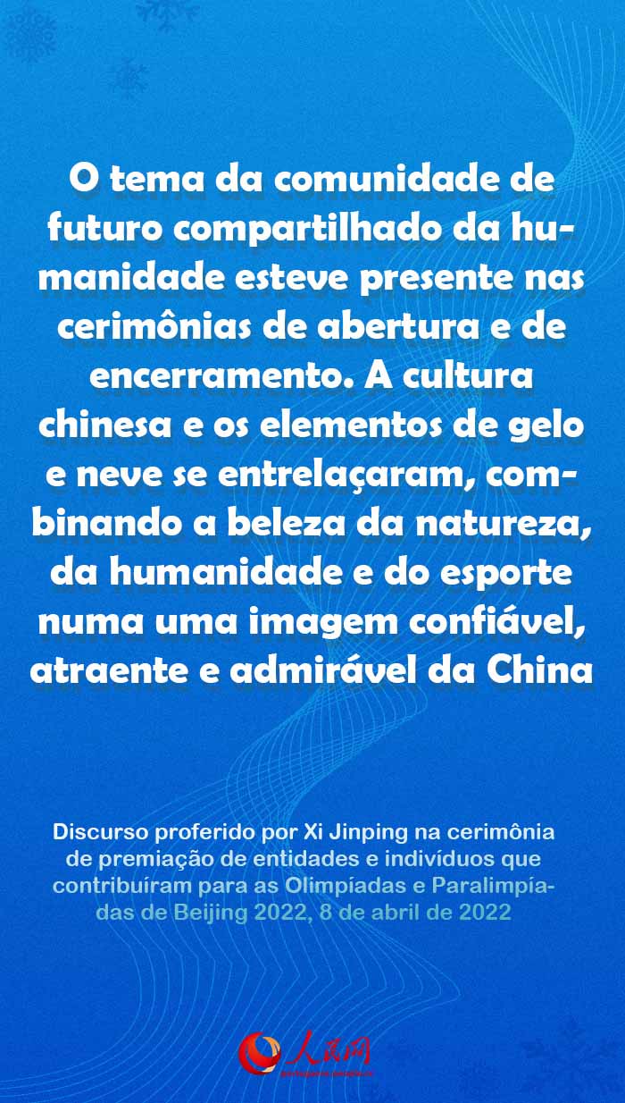 Destaques do discurso de Xi Jinping na cerimônia de premiação de entidades e indivíduos que contribuíram para as Olimpíadas e Paralimpíadas de Beijing 2022