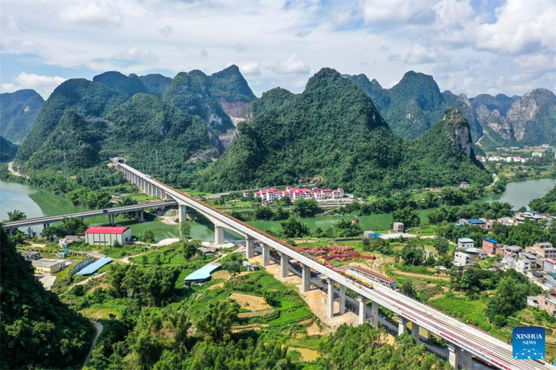 Guangxi inicia colocação de trilho da ferrovia de alta velocidade Guiyang-Nanning