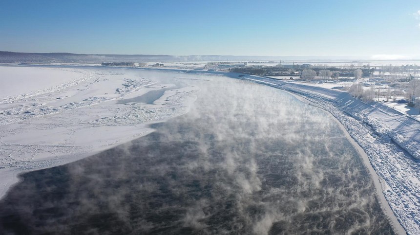 Galeira: bela paisagem de geada em Heilongjiang