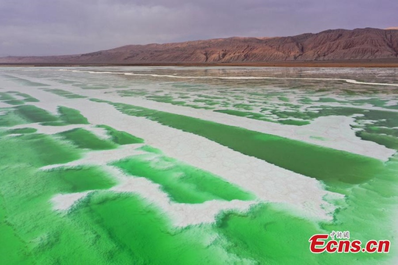 Lago Esmeralda chama atenção na Bacia de Qaidam em Qinghai