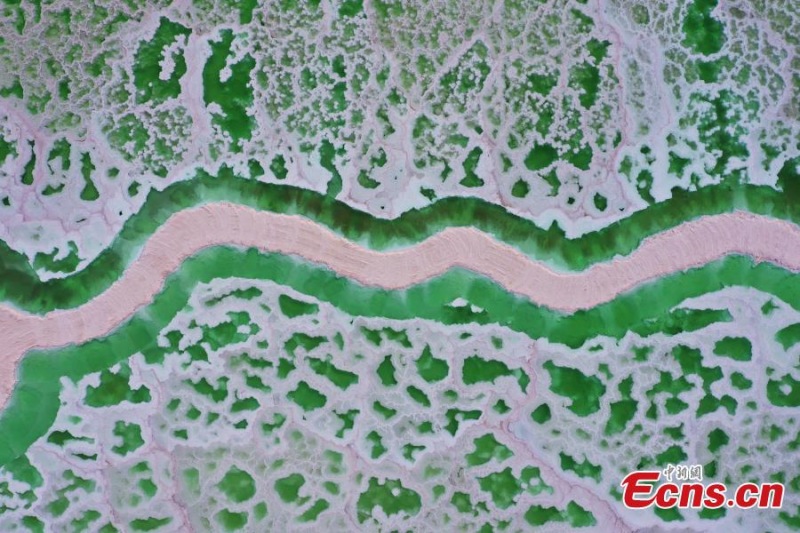 Lago Esmeralda chama atenção na Bacia de Qaidam em Qinghai